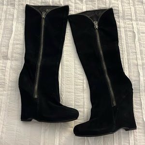MIA SUEDE BLACK ZIP UP BOOTS SIze 7 1/2